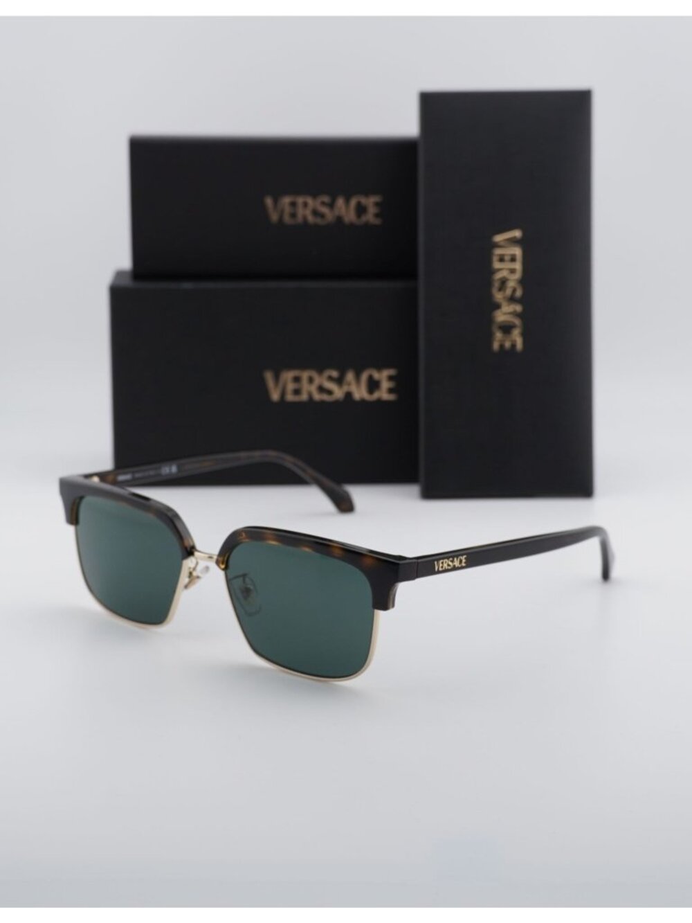 Versace VE4494D 108/71 Browline Sunglasses – Havana / Green